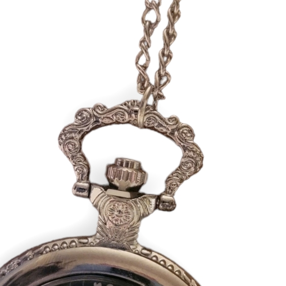 Nightmare Before Christmas Silver Quartz Jack Pocket Watch Pendant w/ 32" Chain - Picture 7 of 14